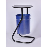 Уличная урна ПРОФМЕТСТИЛЬ металлическая, синий металлик, с крышкой 395