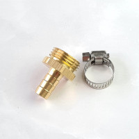 Наконечник латунный наружная резьба 1/2 х елочка 10 мм + хомут Профитт 4823457