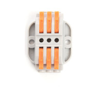 Строительно-монтажная клемма STEKKER для подключения фазных проводников, 3 контактные группы, (1 ввод,1вывод на полюс) LD222-430 39502