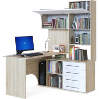 Компьютерный стол СОКОЛ правый дуб сонома/белый КСТ-14П КСТ14ПС5б6