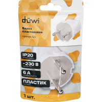 Вилка duwi без заземления белая 6А 250В 30463 0