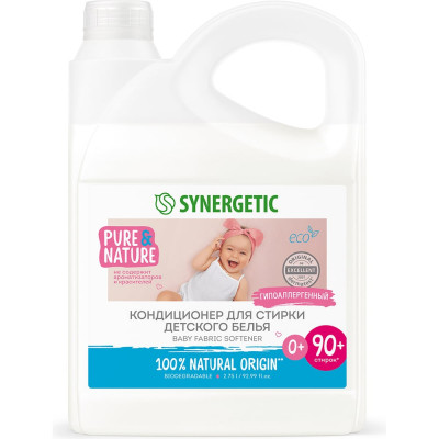 Кондиционер для детского белья Synergetic НЕЖНОЕ ПРИКОСНОВЕНИЕ канистра ПЭ 2.75 л 4623722441829 110272