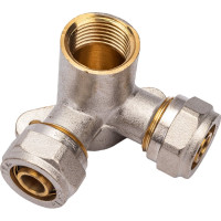 Тройник Terma 16x16x1/2 ц/ц/г с креплением 35628