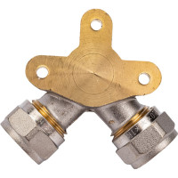 Тройник Terma 16x16x1/2 ц/ц/г с креплением 35628