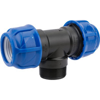 Компрессионный переходной тройник VALFEX ПНД, с наружной резьбой, 50-2"-50 1210025020050