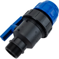 Шаровой кран VALFEX ПНД компрессионный цанга - наружная резьба, разборный 63x2" 1210012663200