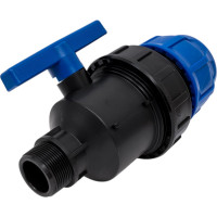 Шаровой кран VALFEX ПНД компрессионный цанга - наружная резьба, разборный 63x1 1/2" 1210012663112