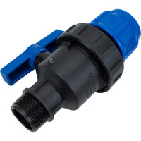 Шаровой кран VALFEX ПНД компрессионный цанга - наружная резьба, разборный 40x1 1/4" 1210012640114