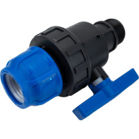 Шаровой кран VALFEX ПНД компрессионный цанга - наружная резьба, разборный 40x1 1/4" 1210012640114