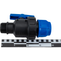 Шаровой кран VALFEX ПНД компрессионный цанга - наружная резьба, разборный 40x1 1/4" 1210012640114