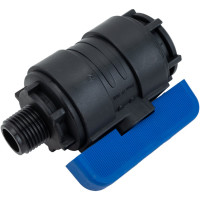 Компрессионный шаровой кран VALFEX ПНД НР/ВН резьба разборный 1/2"-3/4"Ду16 1210016012034