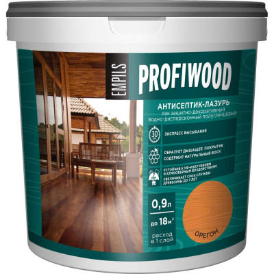 Водно-дисперсионный антисептик-лазурь PROFIWOOD (декоративный; атмосферостойкий; орегон; 0.9 кг) 4013