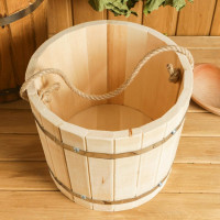 Ведро из липы Добропаровъ 10 л, нержавеющий обруч, ручка-веревка 1283009