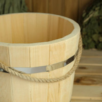 Ведро из липы Добропаровъ 10 л, нержавеющий обруч, ручка-веревка 1283009
