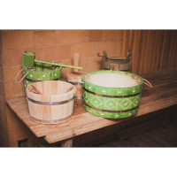 Ведро из липы Добропаровъ 10 л, нержавеющий обруч, ручка-веревка 1283009