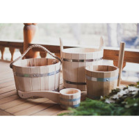 Ведро из липы Добропаровъ 10 л, нержавеющий обруч, ручка-веревка 1283009