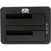 Докстанция AgeStar USB 3.0 2x2,5"/3,5" SATAIII, clone, пластик+алюминий, черная, 3UBT8 (BLACK)