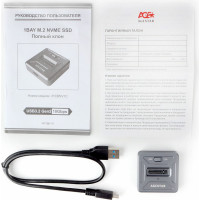 Докстанция AgeStar USB 3.1 SSD M.2 NVME, алюминий, серый, 31CBNV1C (GRAY)
