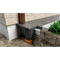 Дождеприёмник-трап со сливом из крыши MCH Chudej с нижним сливом, D110, стандарт, черный 325 E