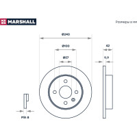 Тормозной диск задний Opel Astra F, G, H 98- / Meriva A 04- MARSHALL M2000594