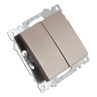 2-клавишный выключатель STEKKER (механизм), GLS10-7104-02, 250V, 10А, серия Катрин, шампань 39592