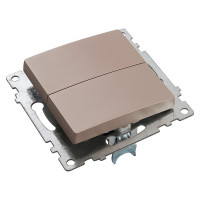2-клавишный выключатель STEKKER (механизм), GLS10-7104-02, 250V, 10А, серия Катрин, шампань 39592