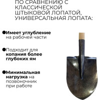 Лопата штыковая ООО Агростройлидер универсальная рельсовая сталь с черенком в сборе САД-01.13.2