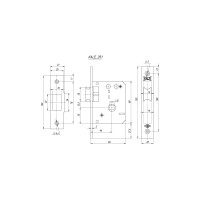 Врезная защелка KALE KILIT 251/R, 40 мм, латунь 1097