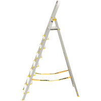 Алюминиевая профессиональная c анодированным покрытием стремянка Алюмет с широкими ступенями 8 ступеней. Серия АS708