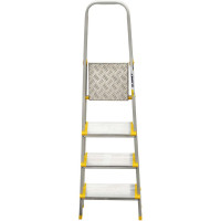 Алюминиевая стремянка Алюмет с анодированным покрытием профессиональная с широкими ступенями 4 ступени. Серия АS704