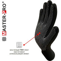 Рабочие перчатки Master-Pro® МИКРОТАЧ черный, нейлоновые 1 пара 2513-NPVC-BLC-L 2513-NPVC-BLC-L-1