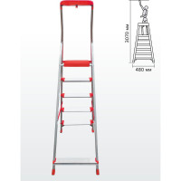 Профессиональная стремянка Новая Высота NV3118, 1x5 ступеней 130 мм, органайзер, Max нагр. 225 кг, 2К башмаки, 3118105
