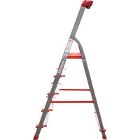 Профессиональная стремянка Новая Высота NV3118, 1x5 ступеней 130 мм, органайзер, Max нагр. 225 кг, 2К башмаки, 3118105