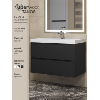 Подвесная тумба под раковину uperwood Tanos 80 см, черная 291020232