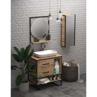 Зеркальный пенал 1Marka в ванную GRUNGE LOFT Подвесной, цвет Дуб Вотан Ц0000007986