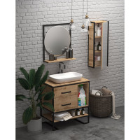 Зеркальный пенал 1Marka в ванную GRUNGE LOFT Подвесной, цвет Дуб Вотан Ц0000007986