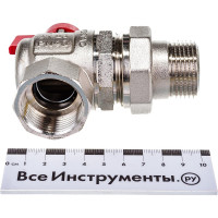 Угловой кран Uni-Fitt НВ 1" с разъемным соединением, полнопроходной, бабочка 133T4000