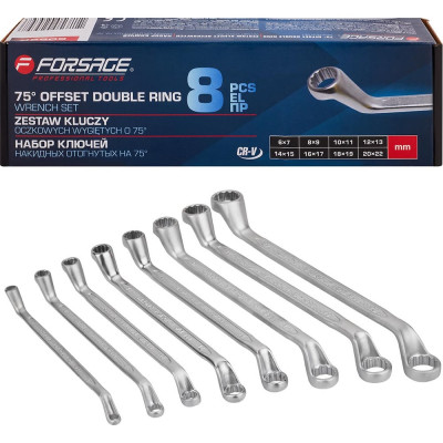Набор ключей накидных отогнутых Forsage, на 75°, набор 8 предметов F-5088P(51191)