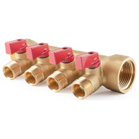Коллектор с шаровыми кранами PROFACTOR в/н 1" х 4 вых 1/2"нар PF MV 265.4