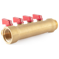 Коллектор с шаровыми кранами PROFACTOR в/н 1" х 4 вых 1/2"нар PF MV 265.4