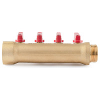 Коллектор с шаровыми кранами PROFACTOR в/н 1" х 4 вых 1/2"нар PF MV 265.4