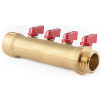 Коллектор с шаровыми кранами PROFACTOR в/н 1" х 4 вых 1/2"нар PF MV 265.4