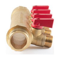 Коллектор с шаровыми кранами PROFACTOR в/н 1" х 4 вых 1/2"нар PF MV 265.4