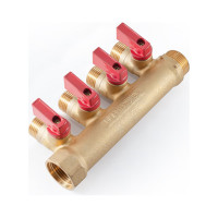 Коллектор с шаровыми кранами PROFACTOR в/н 1" х 4 вых 1/2"нар PF MV 265.4