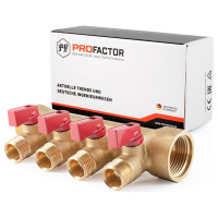 Коллектор с шаровыми кранами PROFACTOR в/н 1" х 4 вых 1/2"нар PF MV 265.4