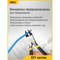 Бокорезы DELI DL2706 160мм высокоуглеродистая сталь, обливная рукоятка, высокочастотная закалка 98463