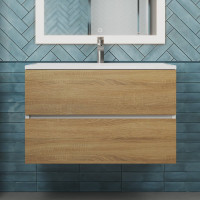 Тумба под раковину для ванной uperwood Barsa 80 см, подвесная, белая/дуб сонома 293020532
