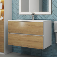 Тумба под раковину для ванной uperwood Barsa 80 см, подвесная, белая/дуб сонома 293020532