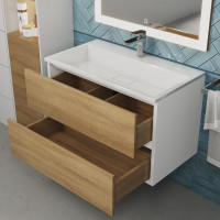 Тумба под раковину для ванной uperwood Barsa 80 см, подвесная, белая/дуб сонома 293020532