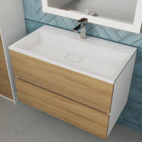 Тумба под раковину для ванной uperwood Barsa 80 см, подвесная, белая/дуб сонома 293020532